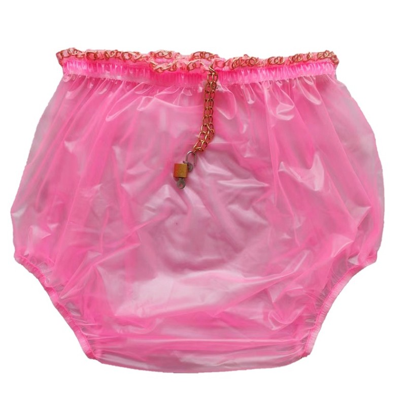 PVC uzamykací kalhotky - M, Růžové
