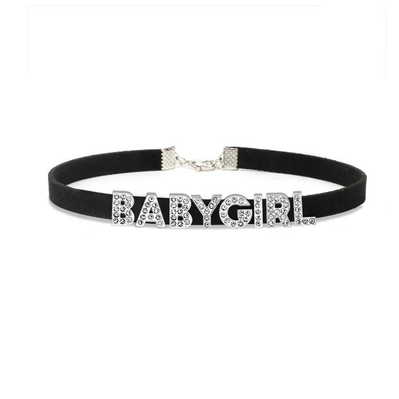 obojek s textem - BABYGIRL, černý