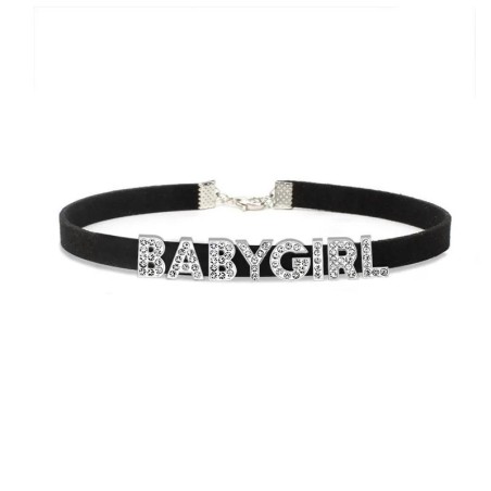 obojek s textem - BABYGIRL, černý