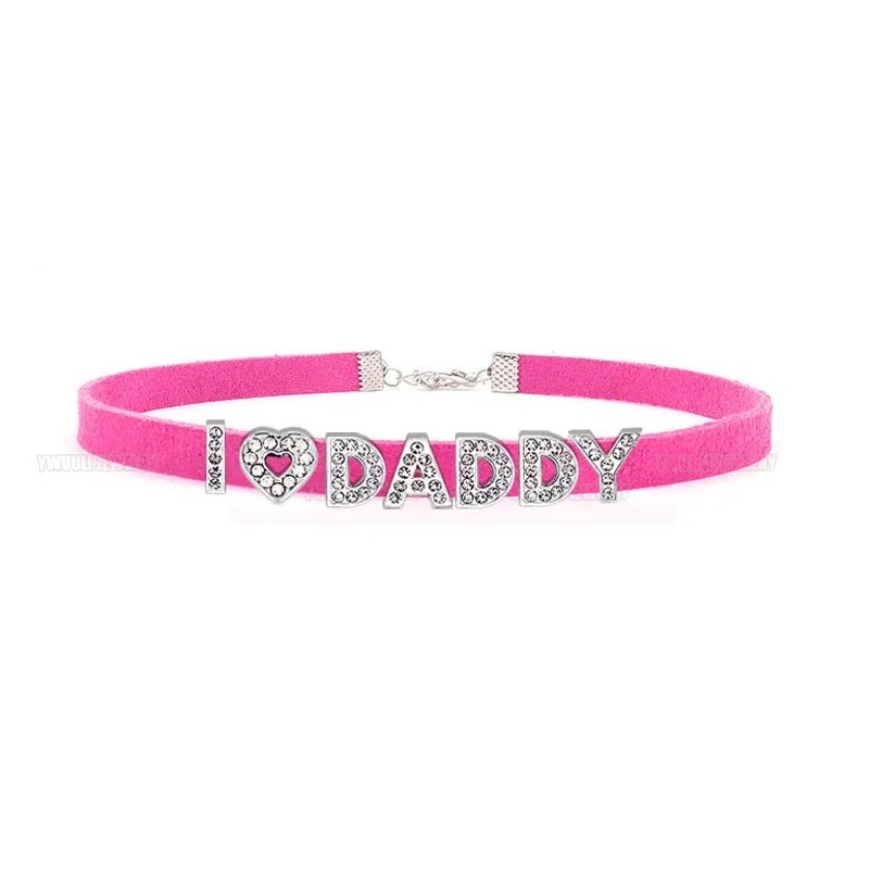 obojek s textem - I♡DADDY, růžový