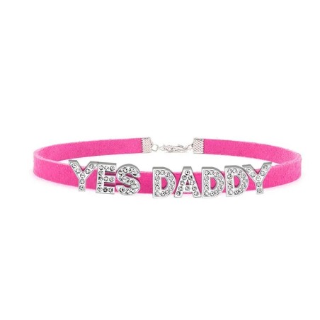 obojek s textem - YES DADDY, růžový