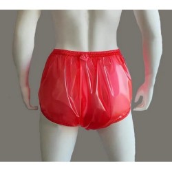 PVC kalhotky - XXL, červené průhledné