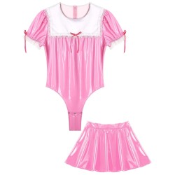 Lesklé body - růžové, M + sukýnka