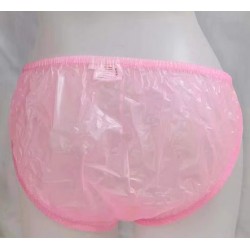 PVC kalhotky, bikini - M, růžové, průhledné