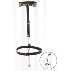 Postroj s kovovým hákem a pouty - černý