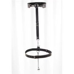 Postroj s kovovým hákem a pouty - černý