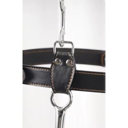 Postroj s kovovým hákem a pouty - černý