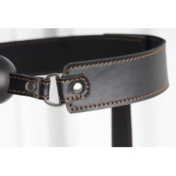 Postroj s kovovým hákem a pouty - černý