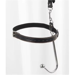 Postroj s kovovým hákem a pouty - černý