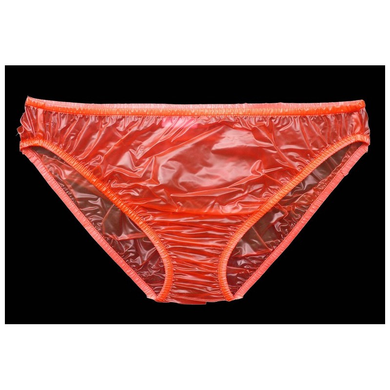 PVC kalhotky, bikini - XXL, červené průhledné
